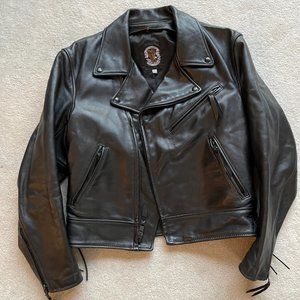 Just Leather San Jose Black Leather Motorcycle Jacket - Men's Size 42, Like New